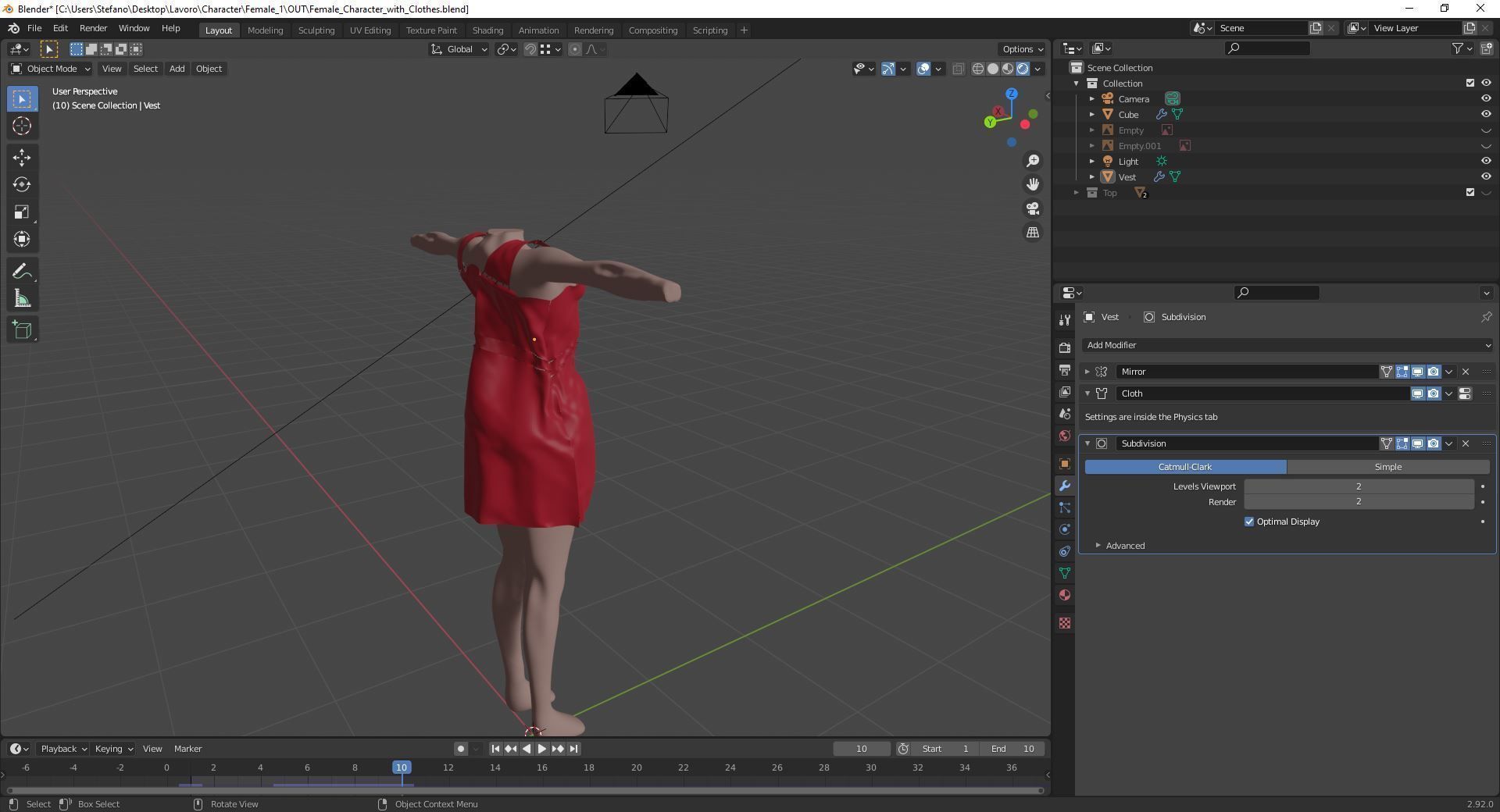Female Character with Clothes and Material Low-poly 3D model_8