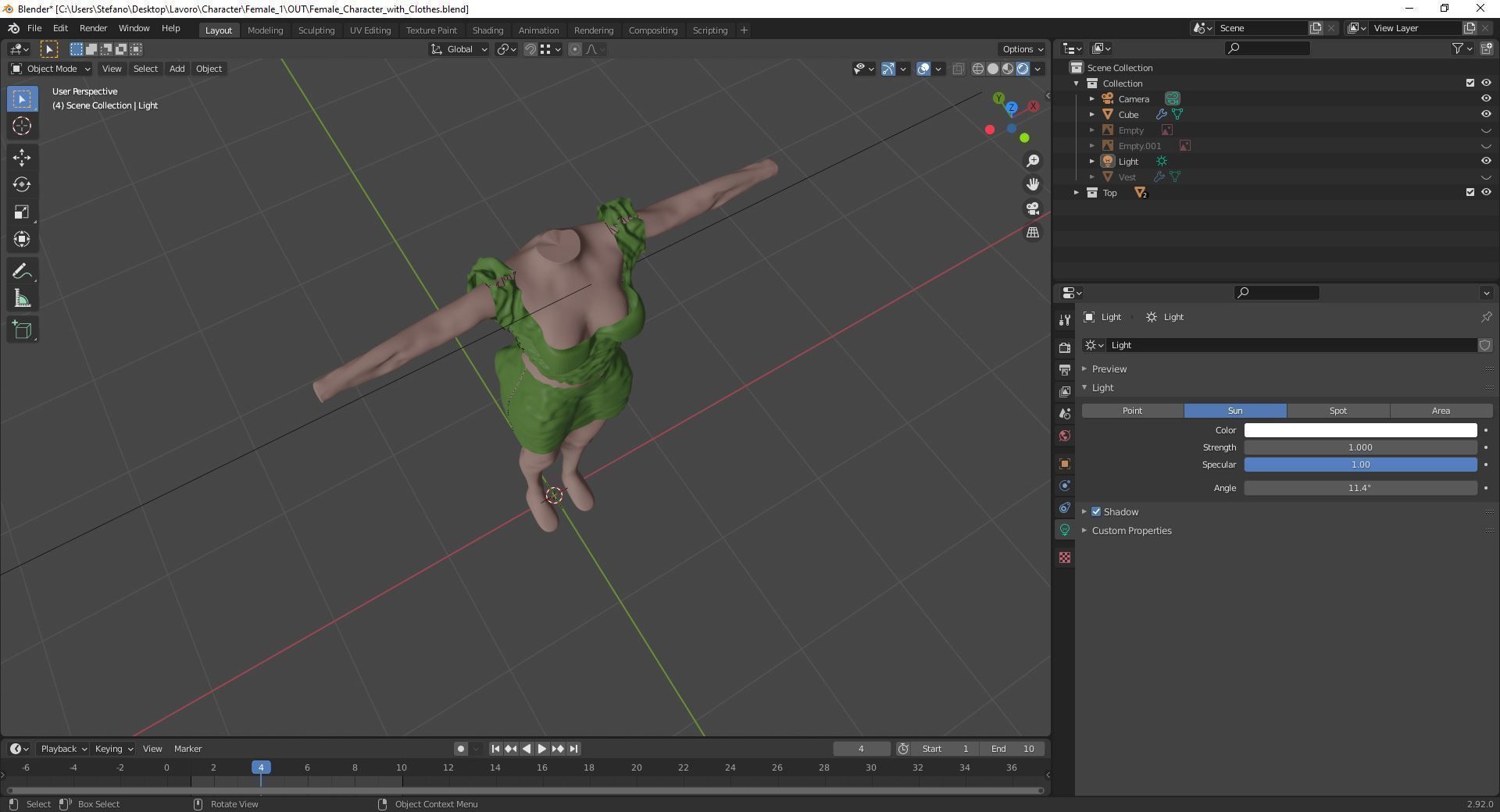 Female Character with Clothes and Material Low-poly 3D model_7