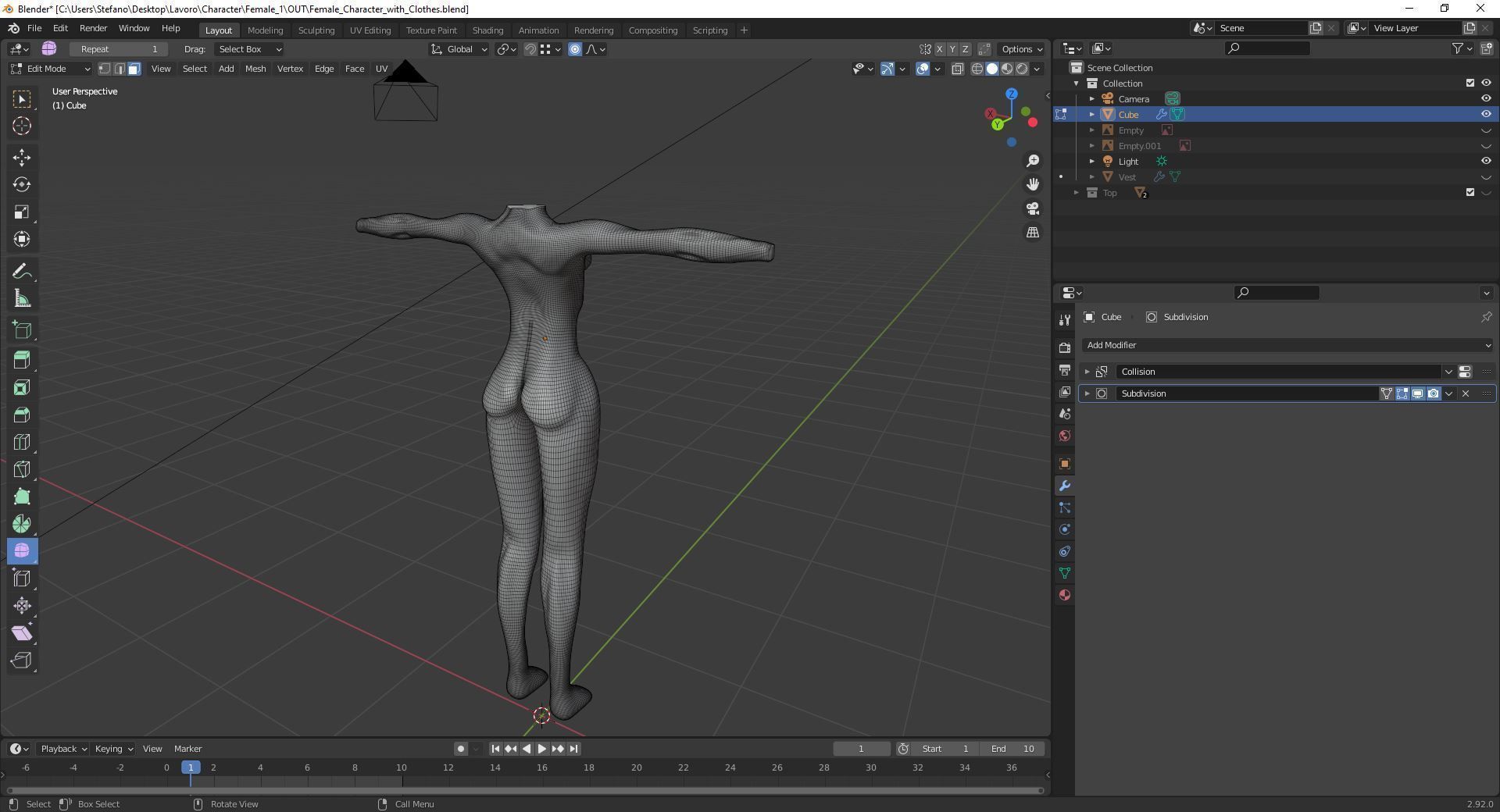 Female Character with Clothes and Material Low-poly 3D model_16