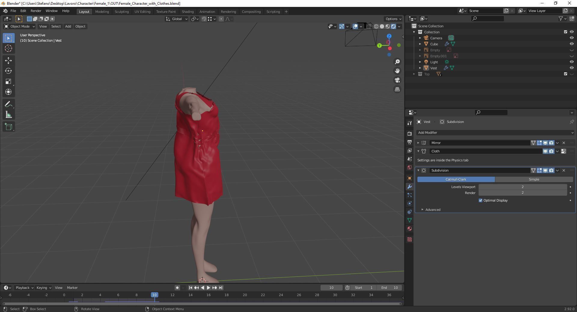 Female Character with Clothes and Material Low-poly 3D model_4
