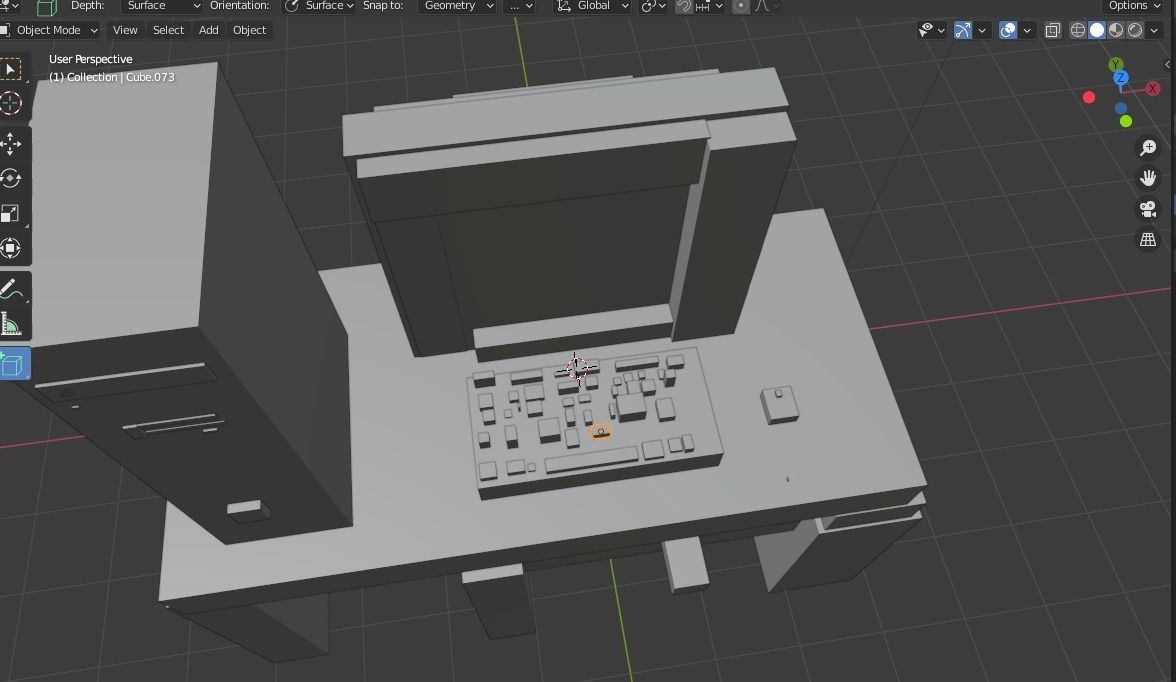 retro pc setup Low-poly 3D model_1