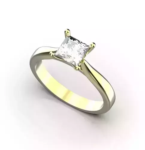 Engagement ring with square stone Princess cut engagement ring  3D print model