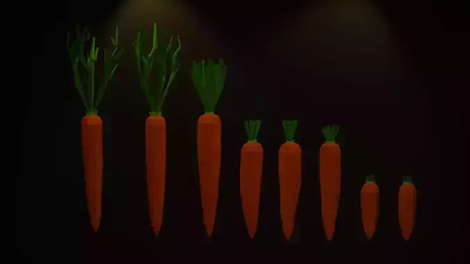 Eight low poly Carrots VEGETABLES Low-poly 3D model