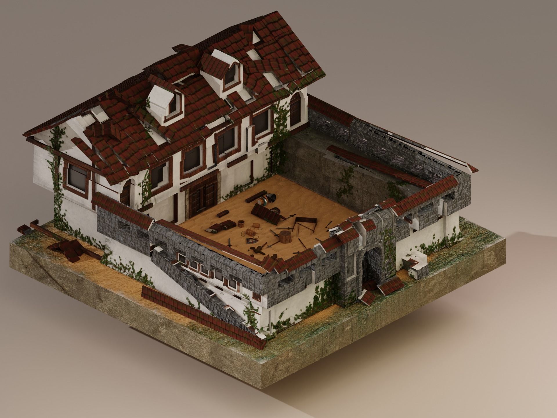 Warrior Barracks Level 10 3D model_2