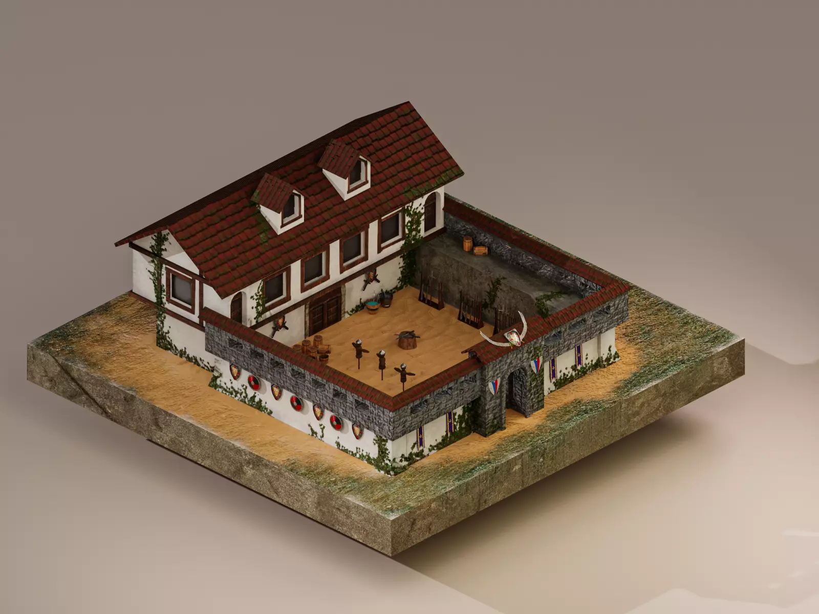 Warrior Barracks Level 10 3D model_0