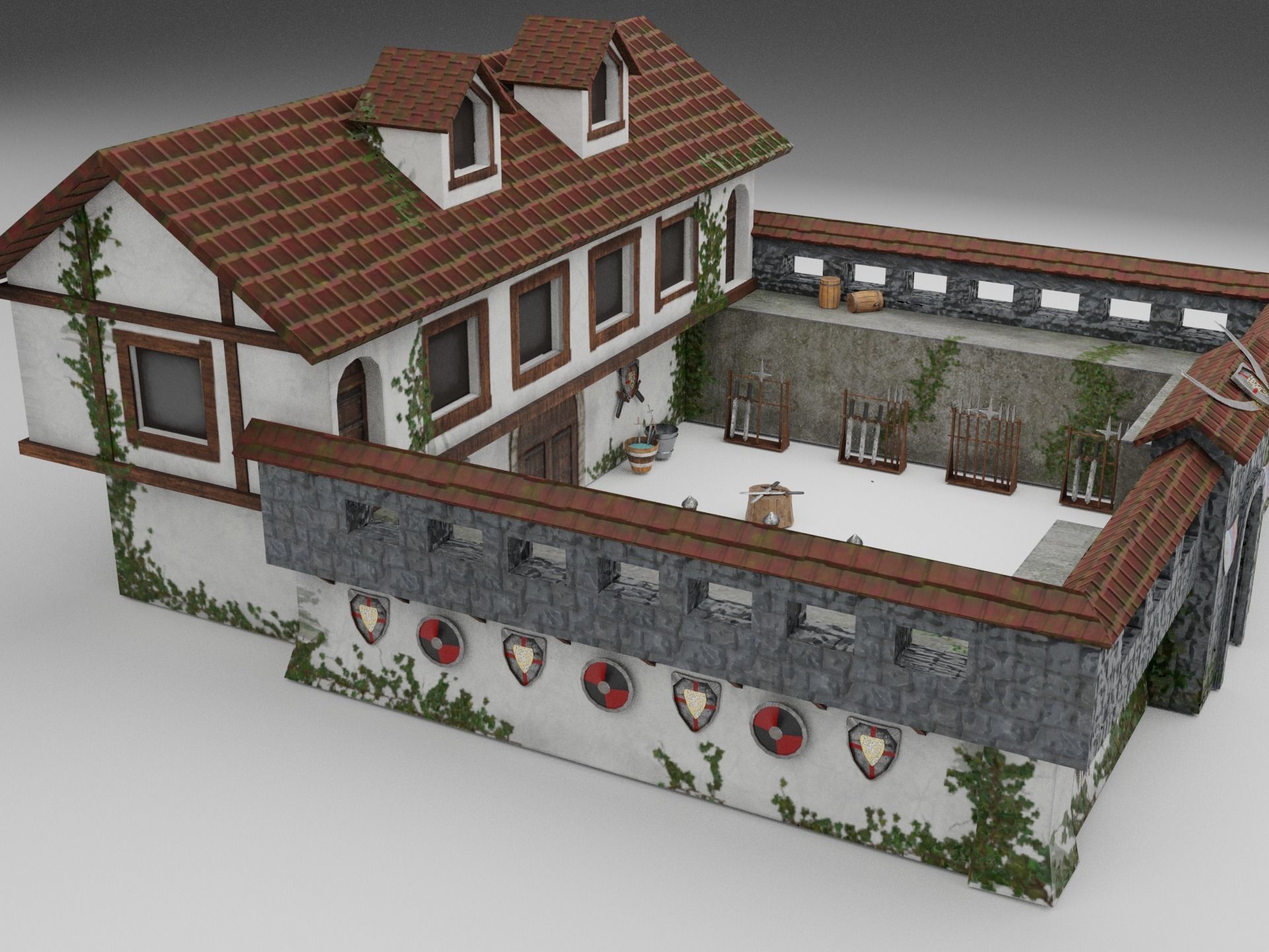 Warrior Barracks Level 10 3D model_4