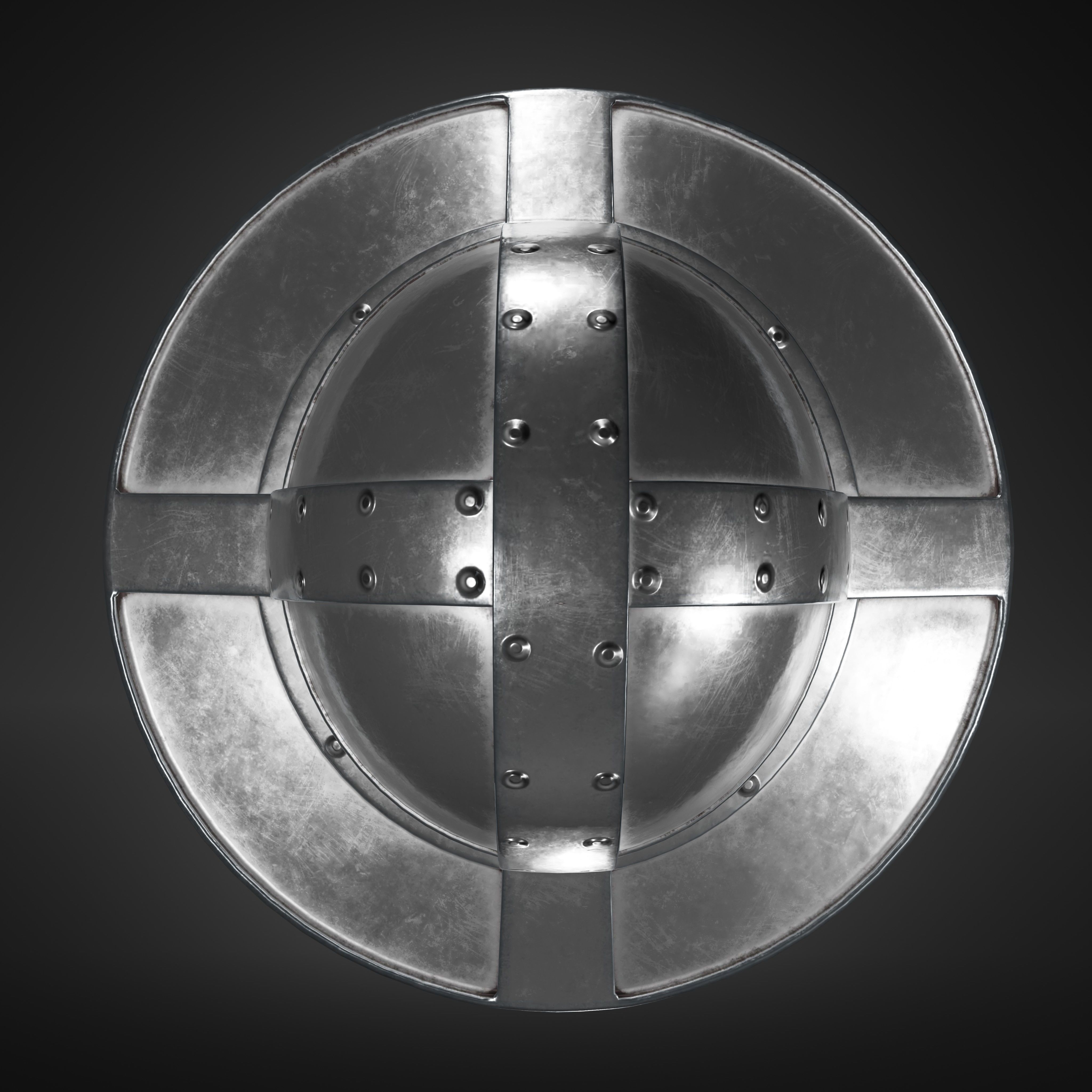 Kettle Medieval Helmet Low-poly 3D model_6