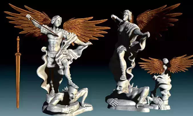 Arch-angel Miguel-Michael-Mikael-Mija-El -- CNC - Wood - Stone 3D print model