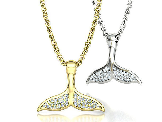DIAMOND WHALE TAIL NECKLACE printable 3dmodel 3D print model