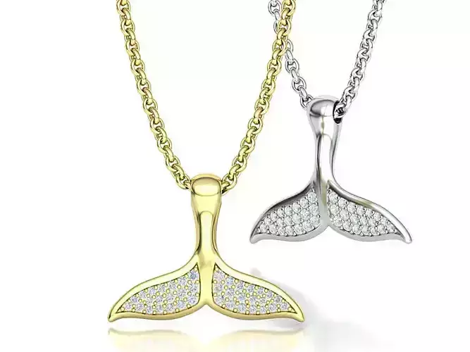 DIAMOND WHALE TAIL NECKLACE printable 3dmodel 3D print model