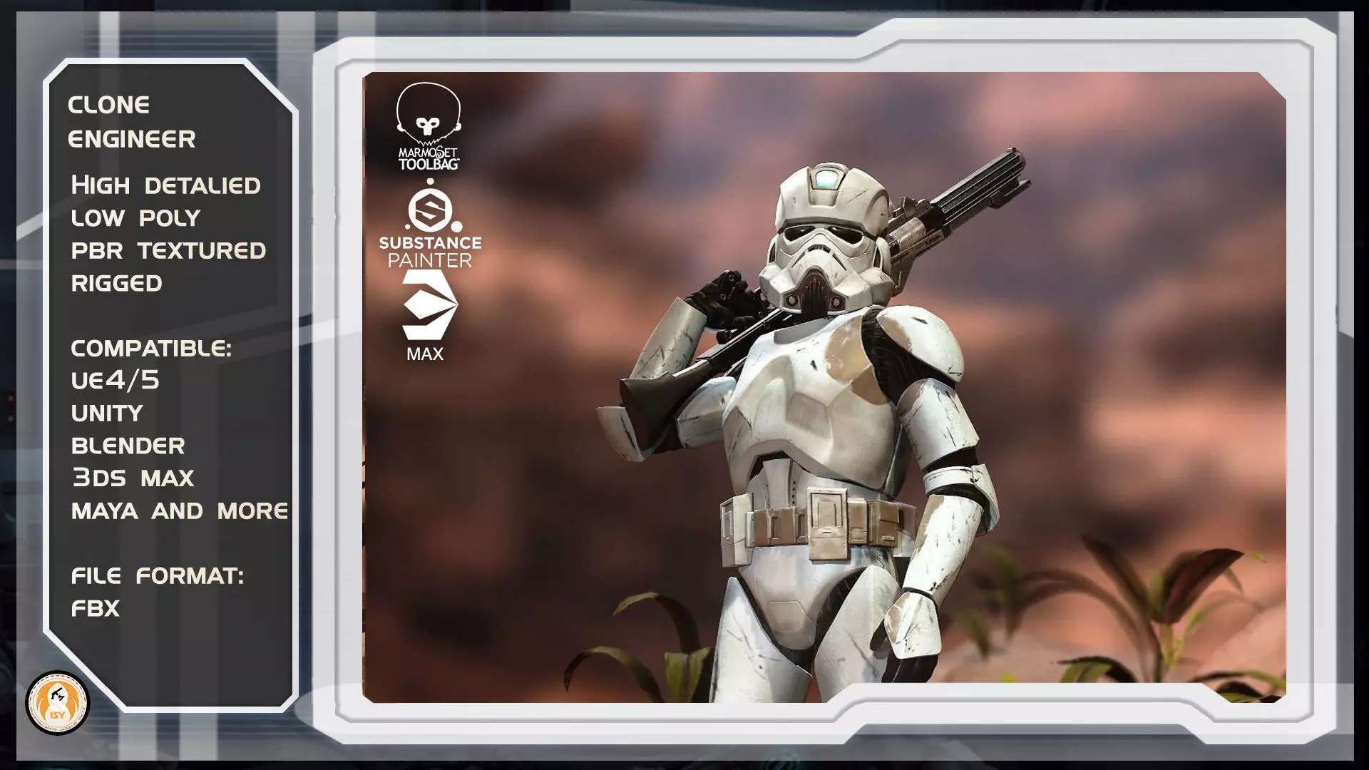 Clone Engineer Phase 2 Low-poly 3D model_0