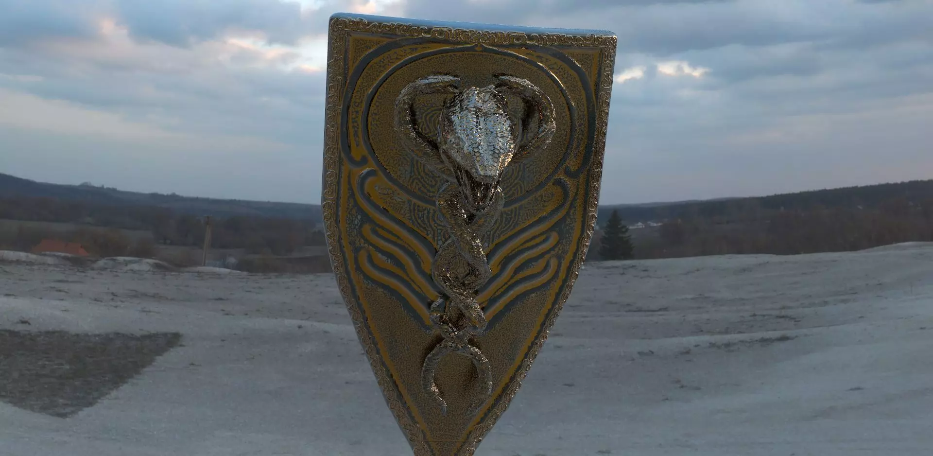Snake legendary Shield 3D model_0
