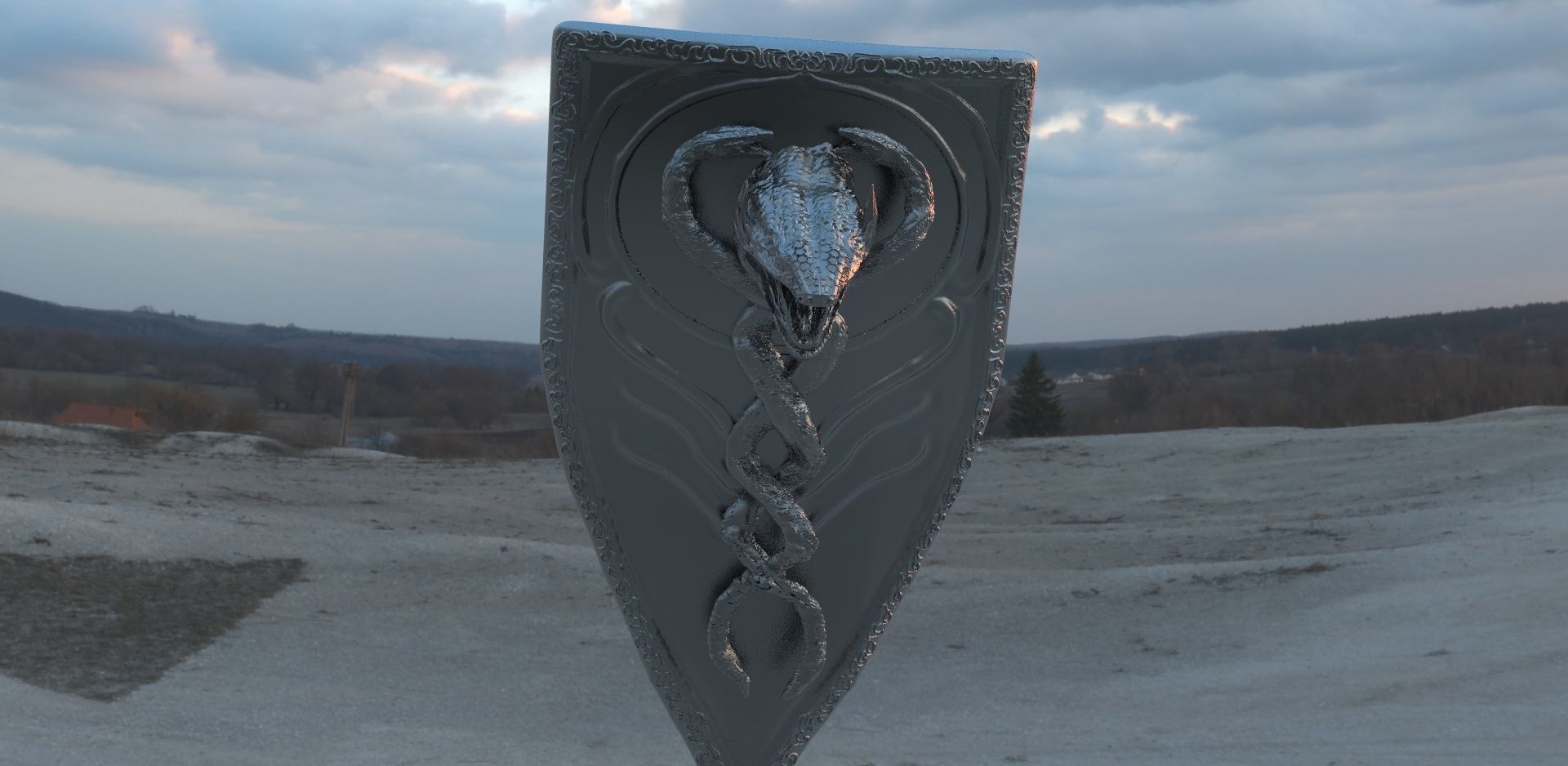 Snake legendary Shield 3D model_2