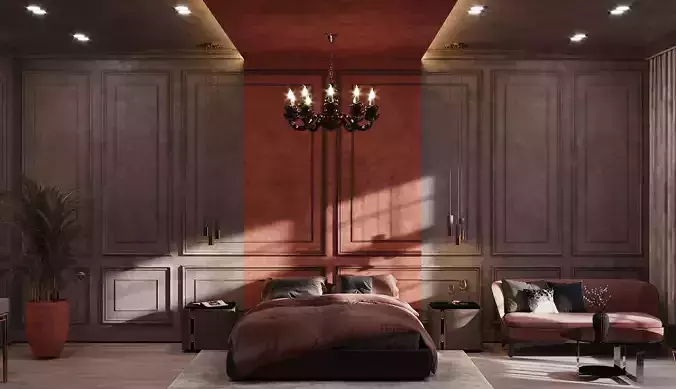 dark bedroom interior
