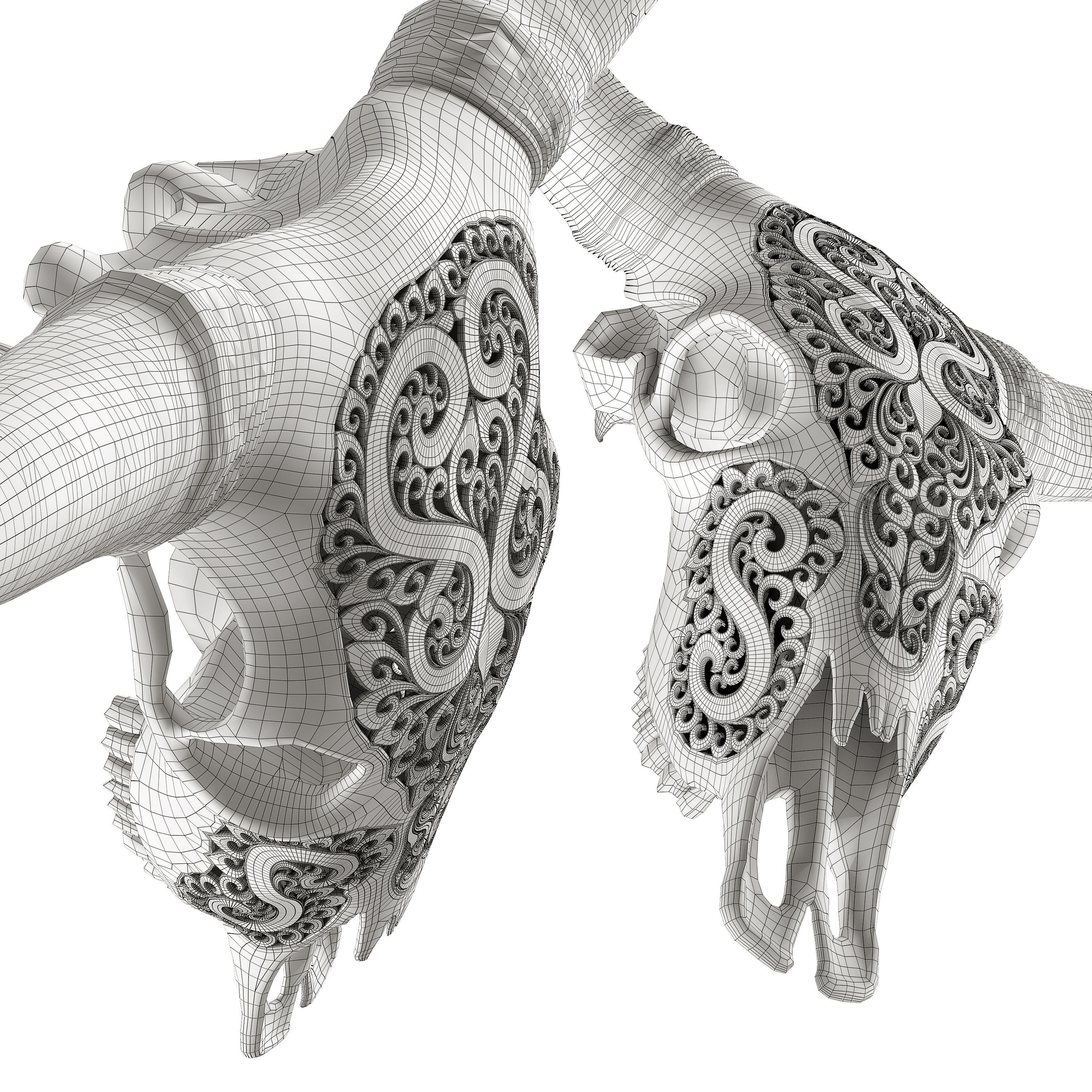 Carved cow skull 3D model_14