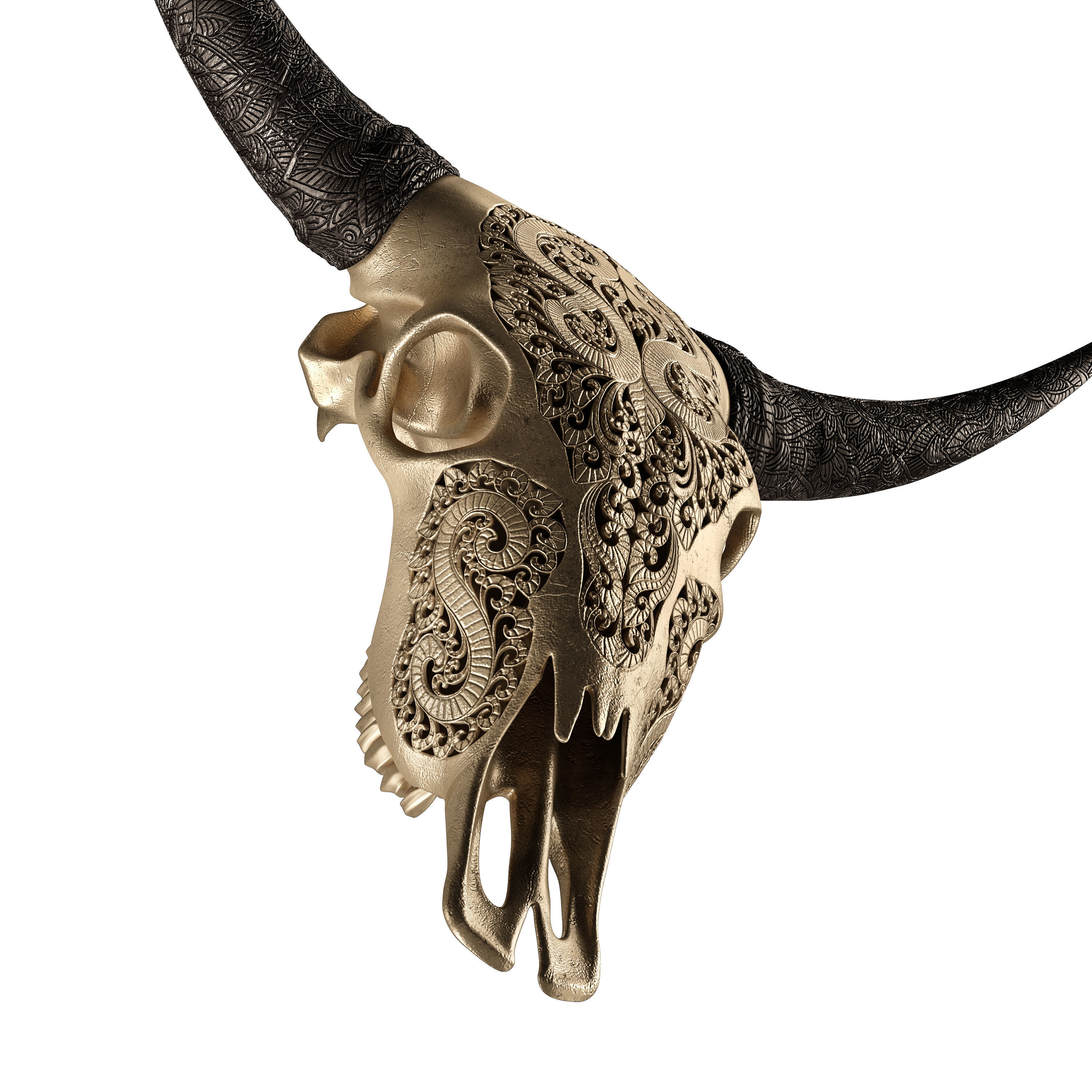 Carved cow skull 3D model_7