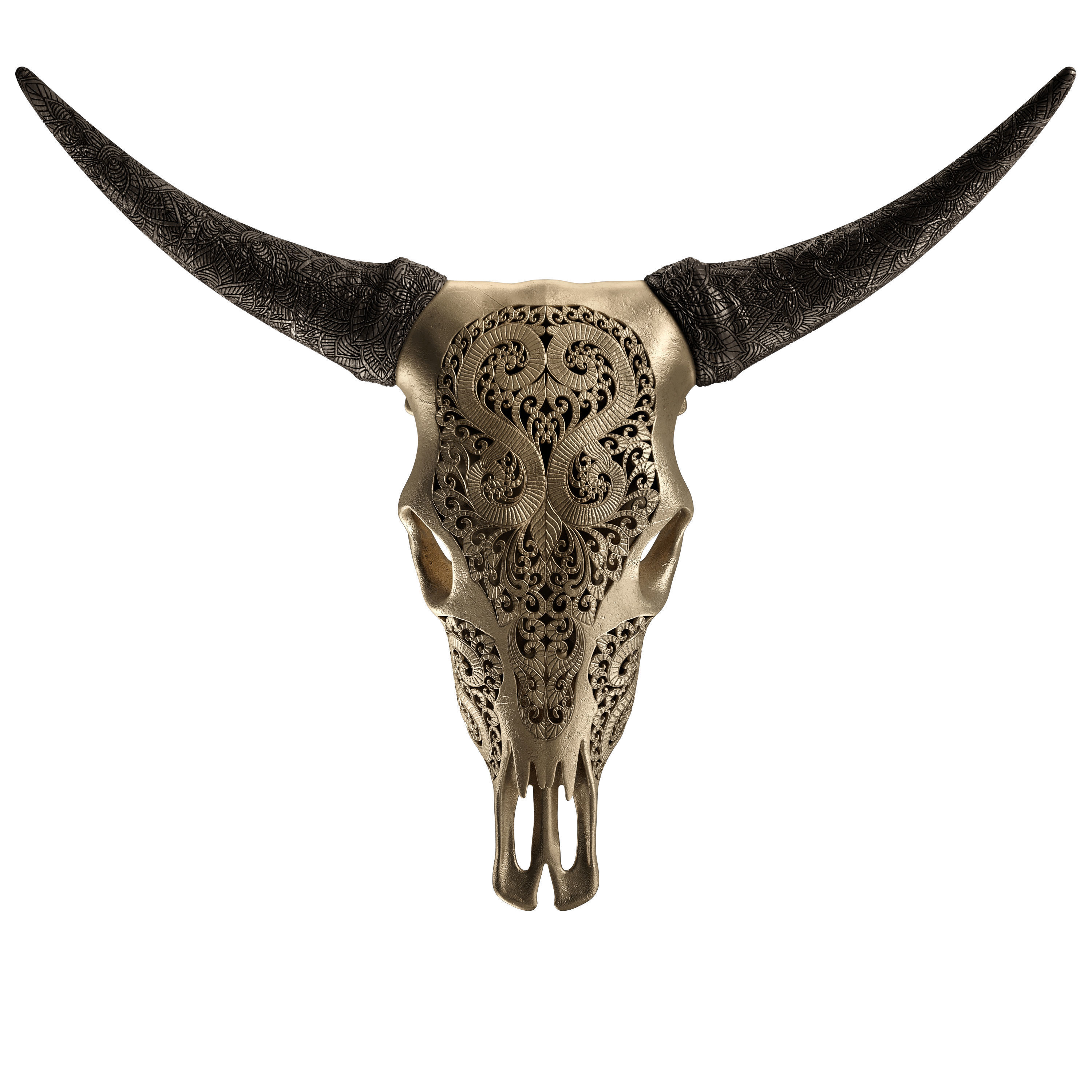 Carved cow skull 3D model_5
