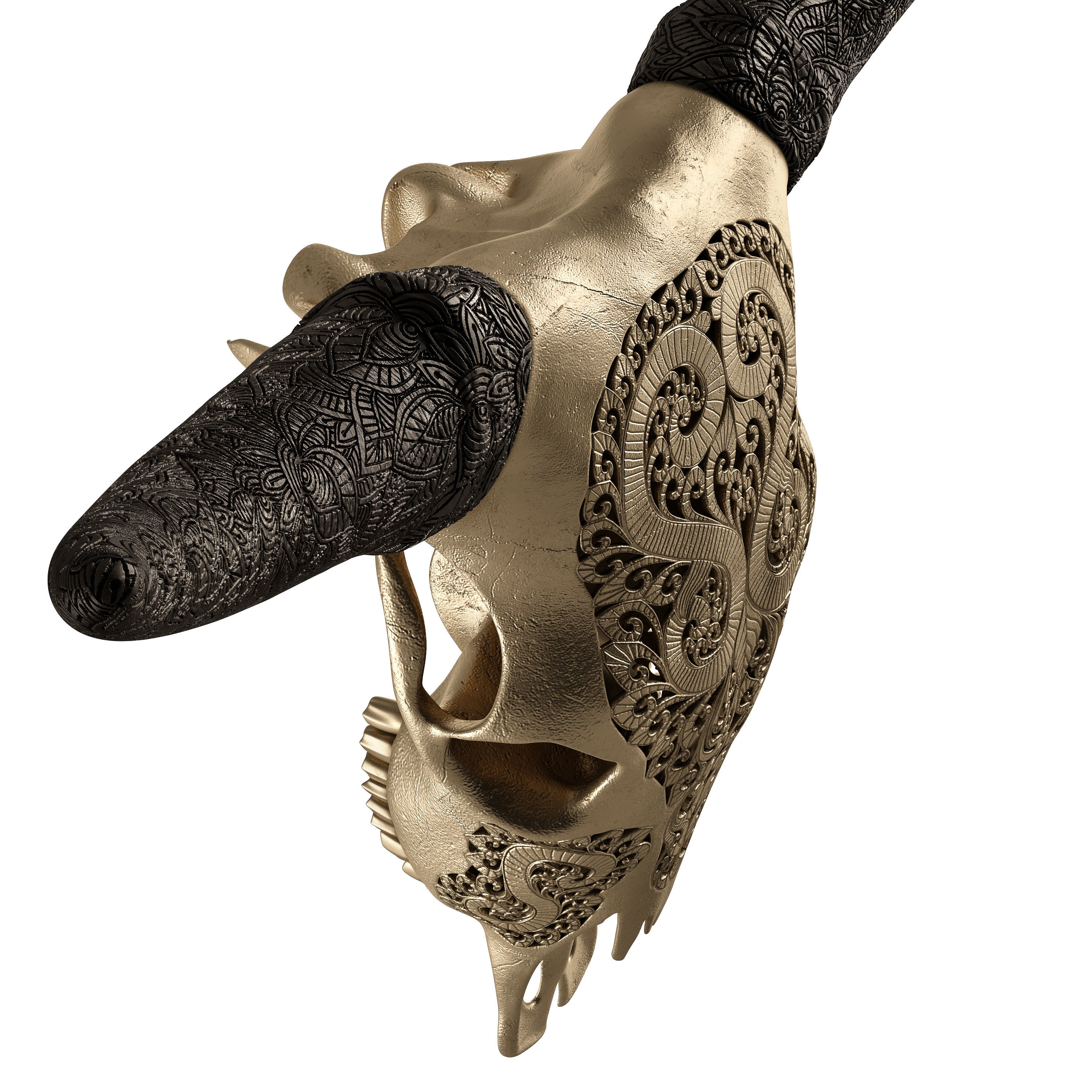 Carved cow skull 3D model_6