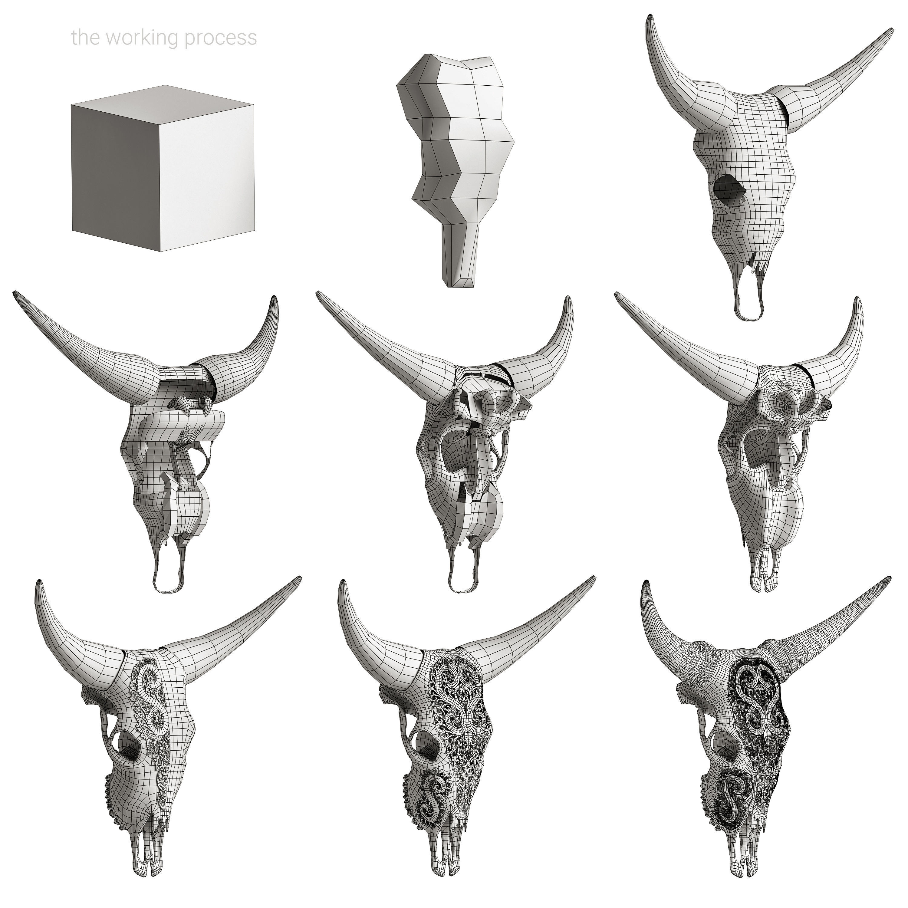 Carved cow skull 3D model_29