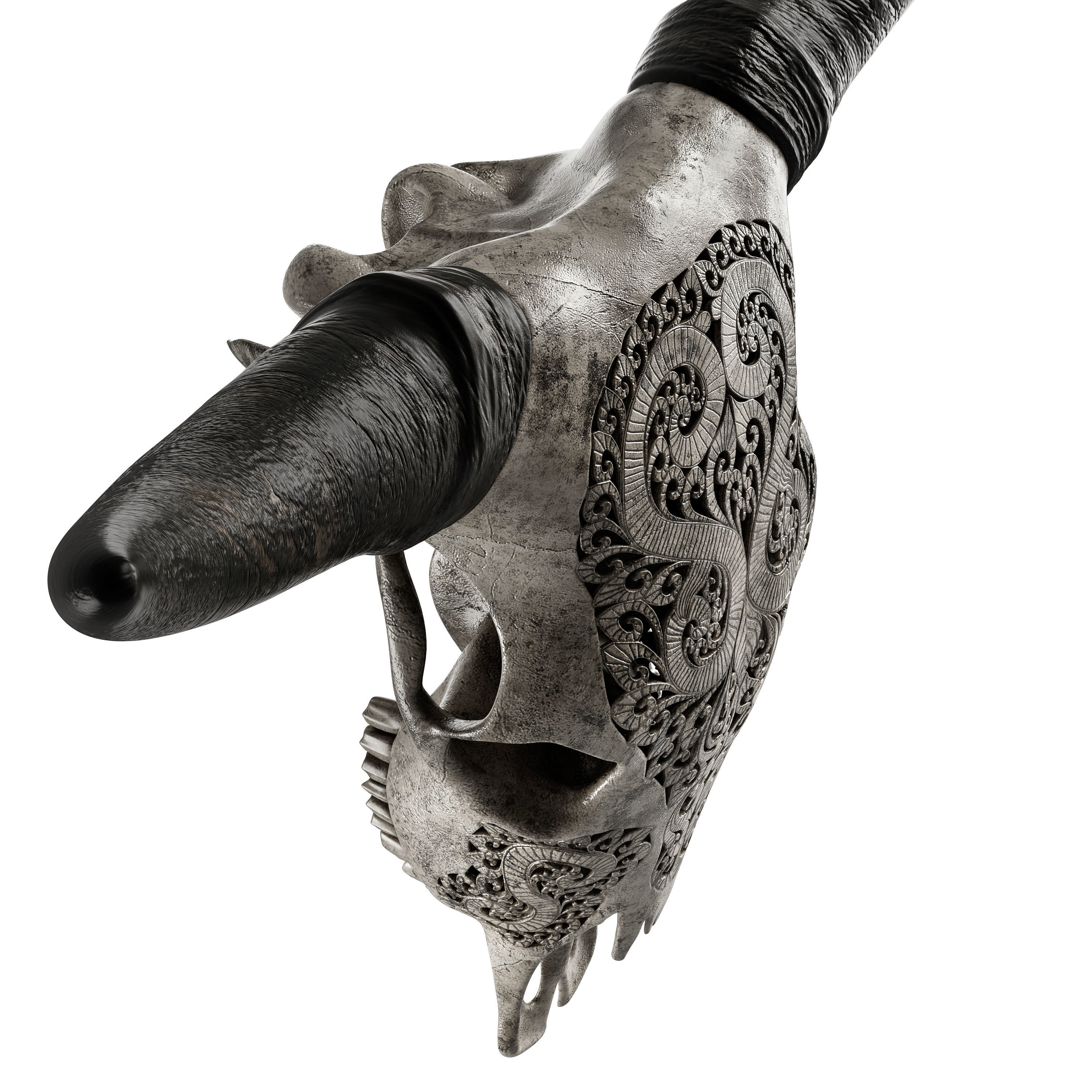 Carved cow skull 3D model_12