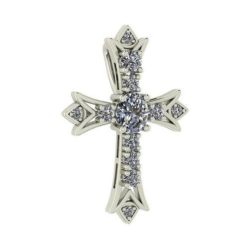 Oval Center Stone Cross Pendant 3D print model