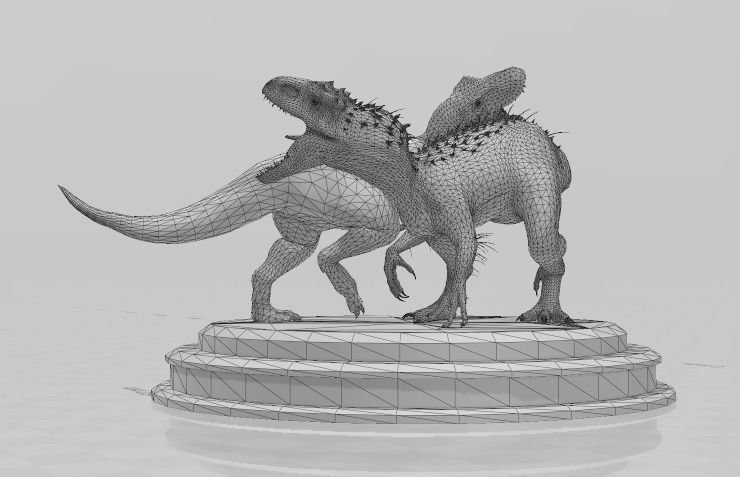 trex vs indominus rex sculpture 3D print model_2