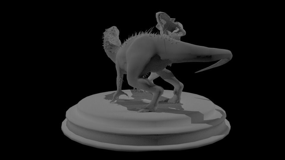 trex vs indominus rex sculpture 3D print model_6