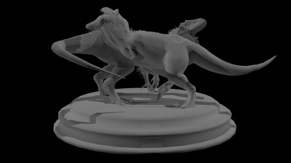 trex vs indominus rex sculpture 3D print model_7