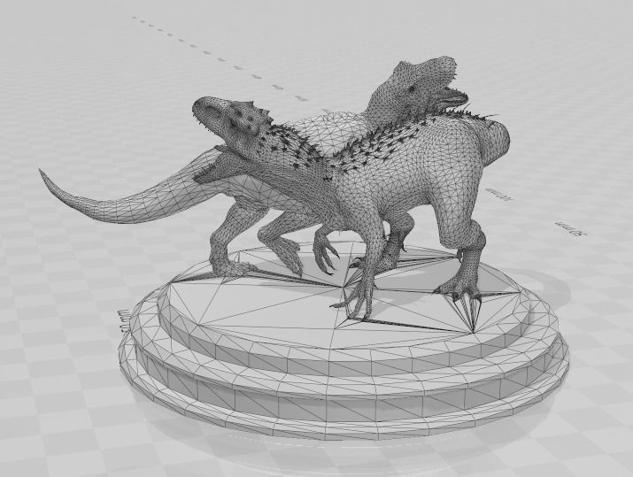 trex vs indominus rex sculpture 3D print model_4