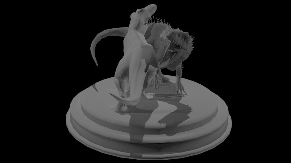 trex vs indominus rex sculpture 3D print model_9