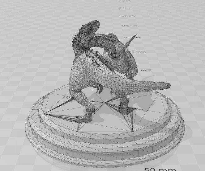 trex vs indominus rex sculpture 3D print model_3