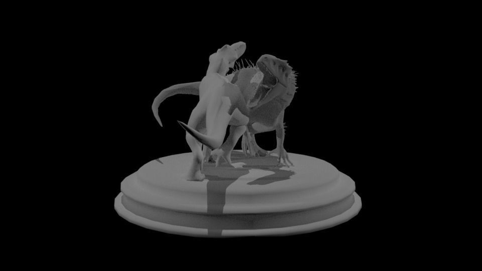 trex vs indominus rex sculpture 3D print model_5