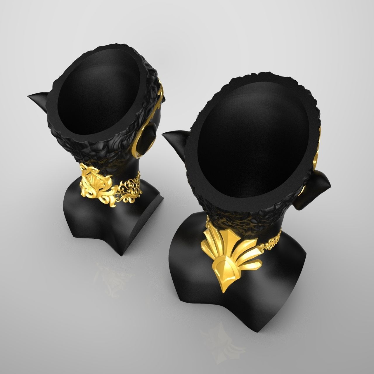  Pair Elves Head Vase 3D print model_5