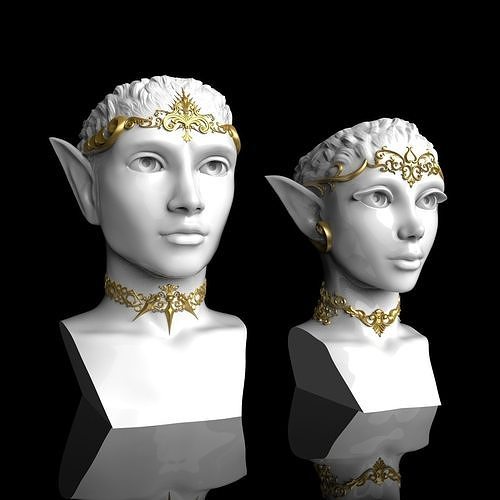  Pair Elves Head Vase 3D print model