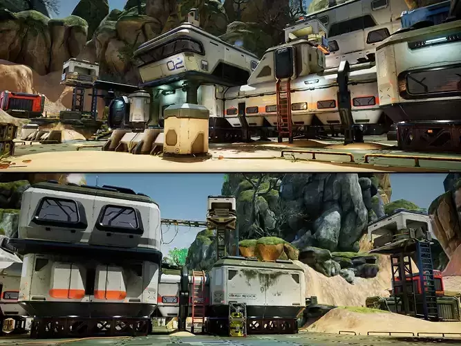 Modular Sci-Fi Military Base Low-poly 3D model
