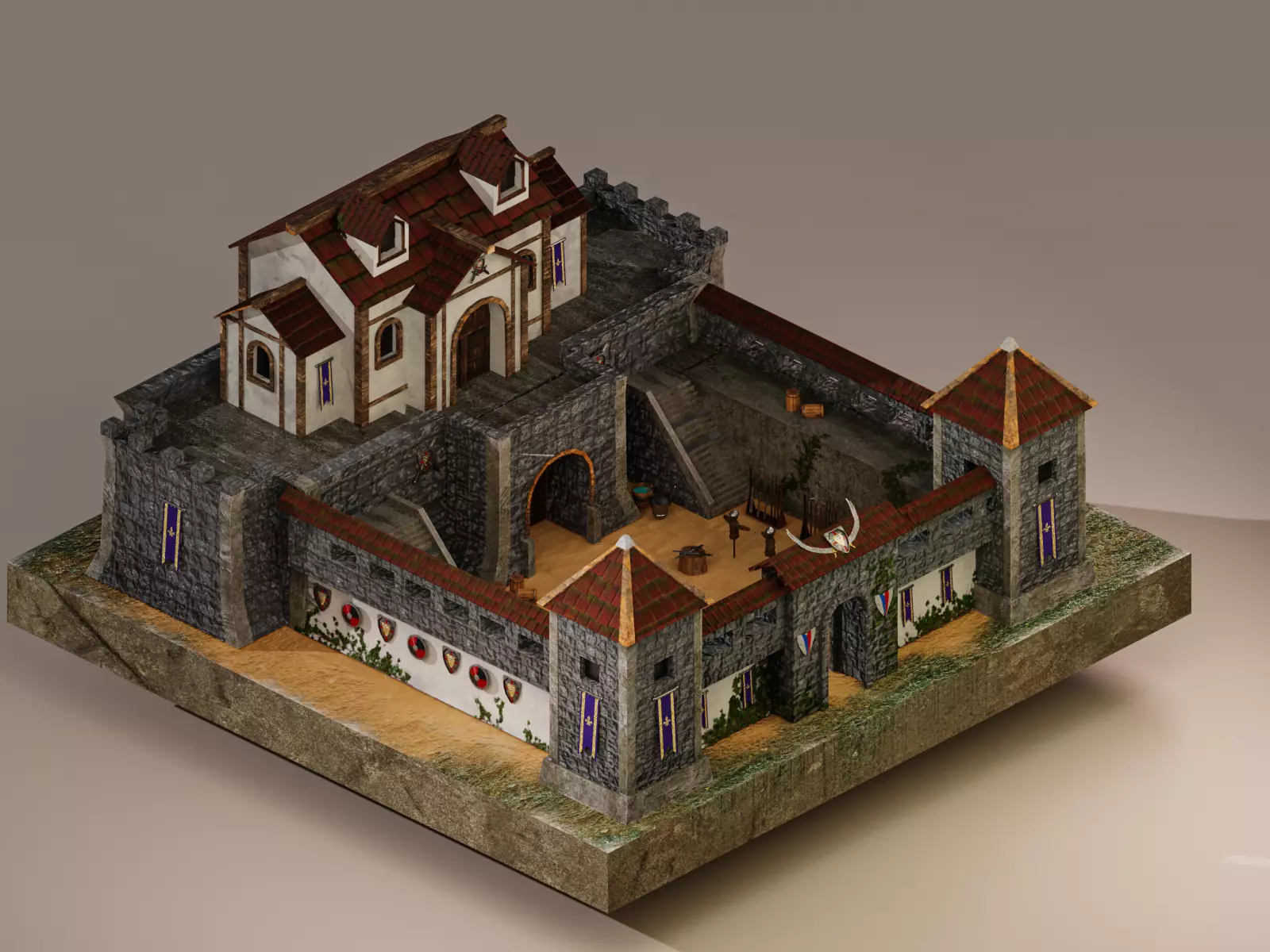  Warrior Barracks Level 15 3D model_0