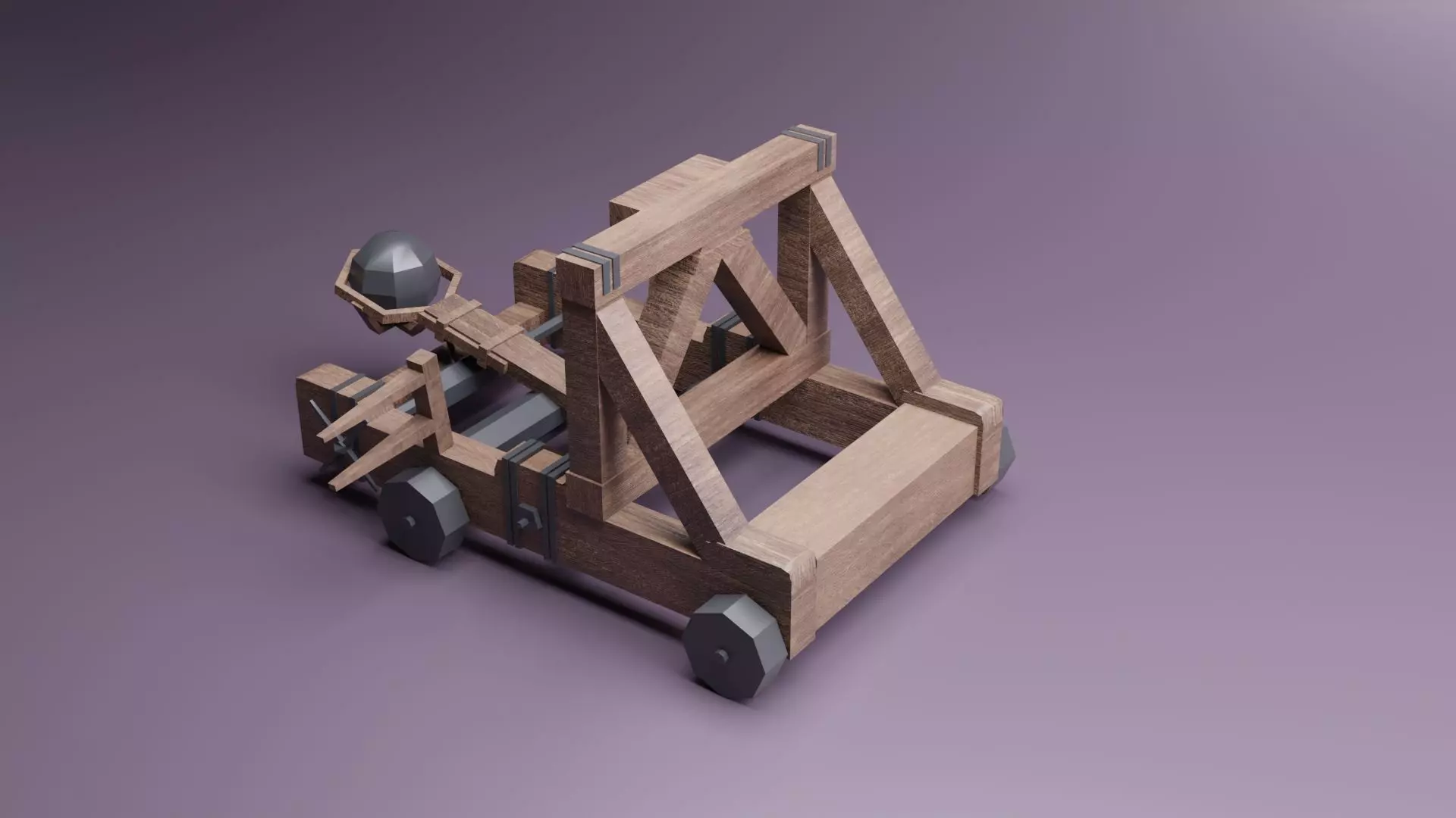 Catapult wooden Low-poly 3D model