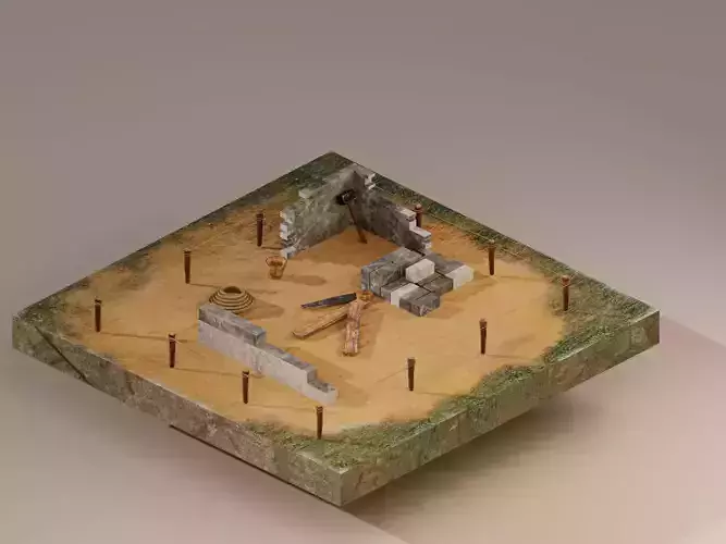 Building Foundation 3  Low-poly 3D model
