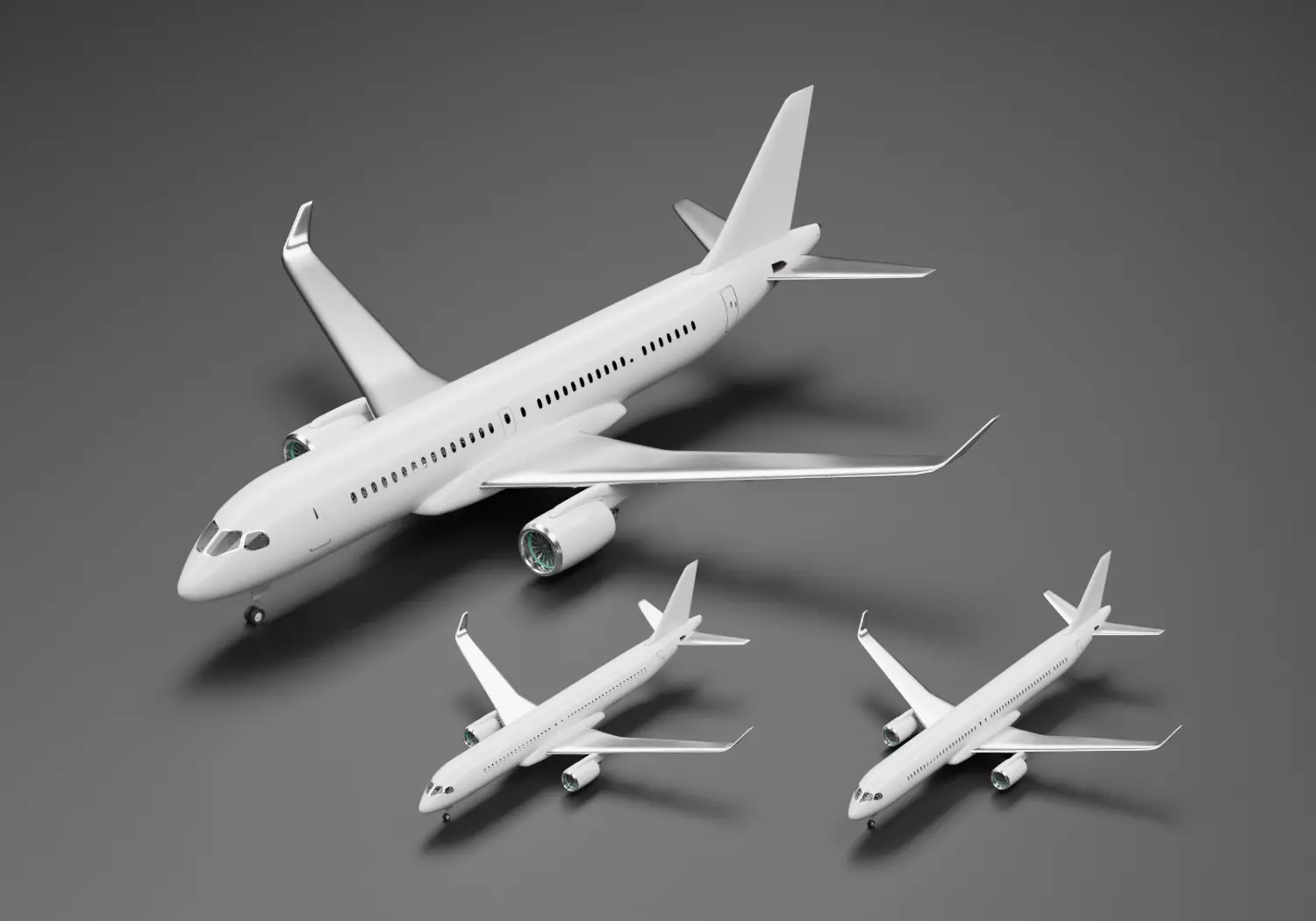 Airbus A220 Family Pack 3D model_0
