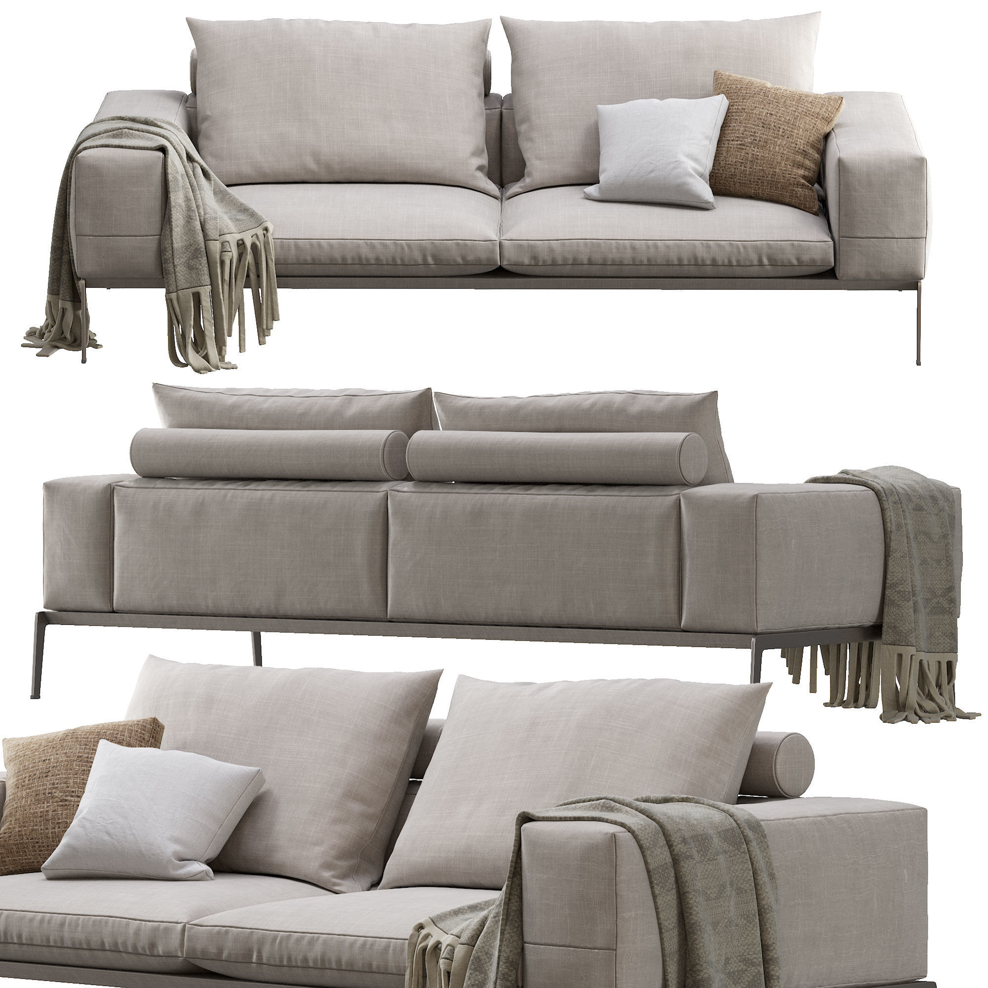 Lifesteel Sofa By Flexform 3D model_1