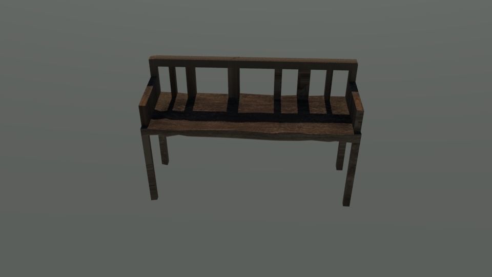 park seat  Low-poly 3D model_3