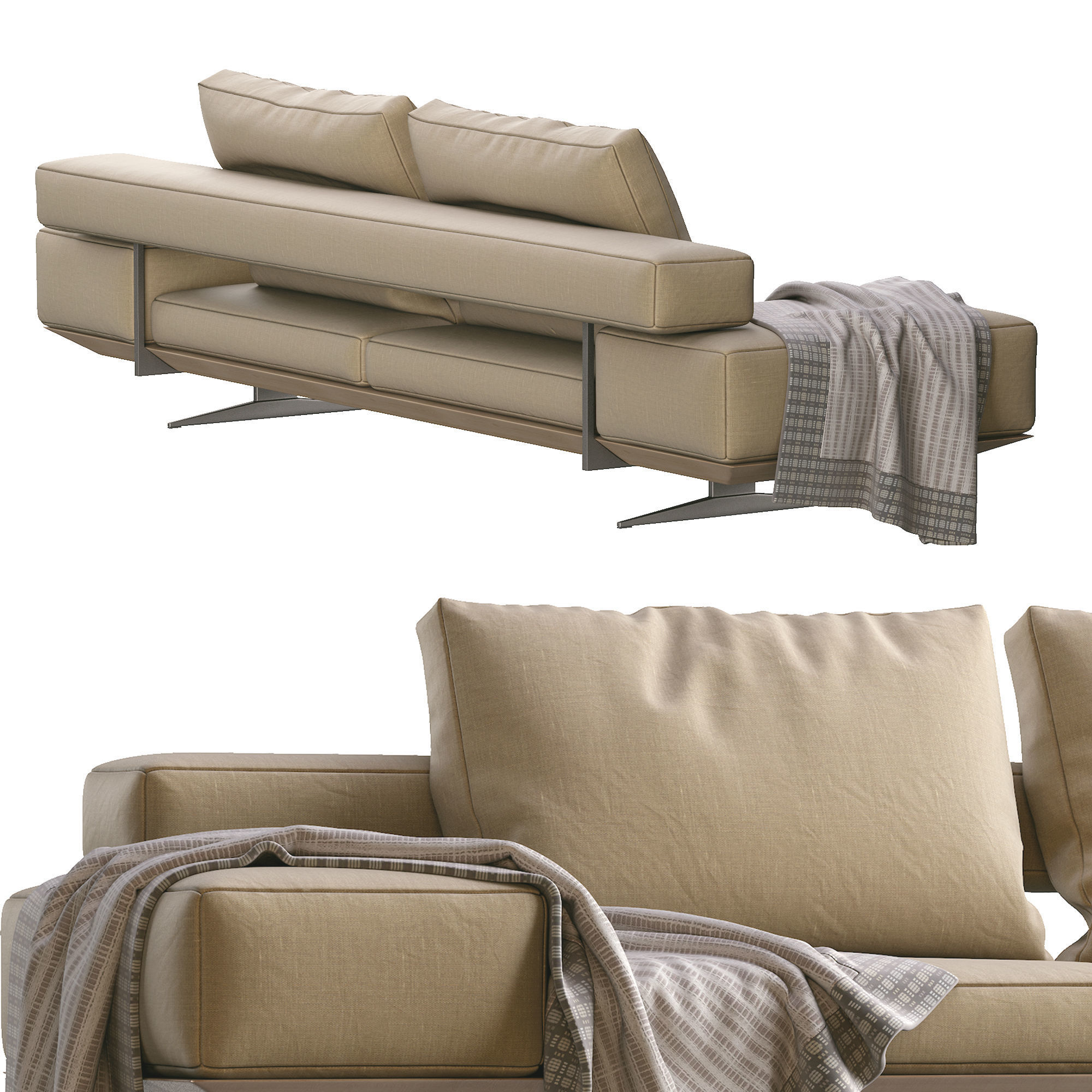 Sofa Wing By Flexform 3D model_3