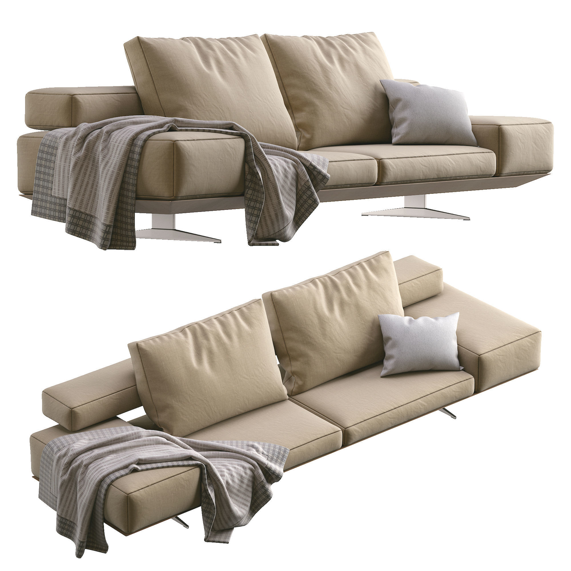 Sofa Wing By Flexform 3D model_2