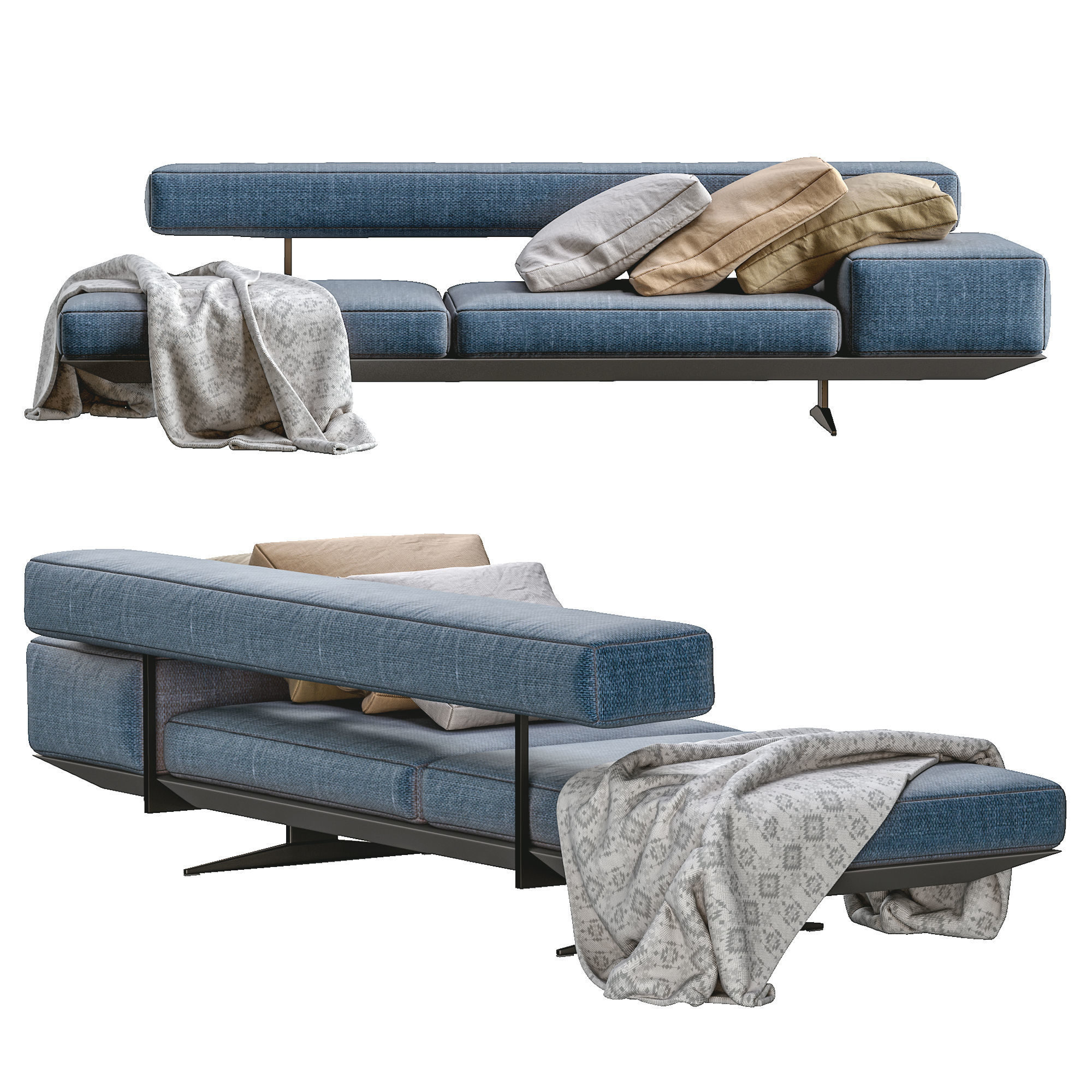 Sofa Wing By Flexform 3D model_1