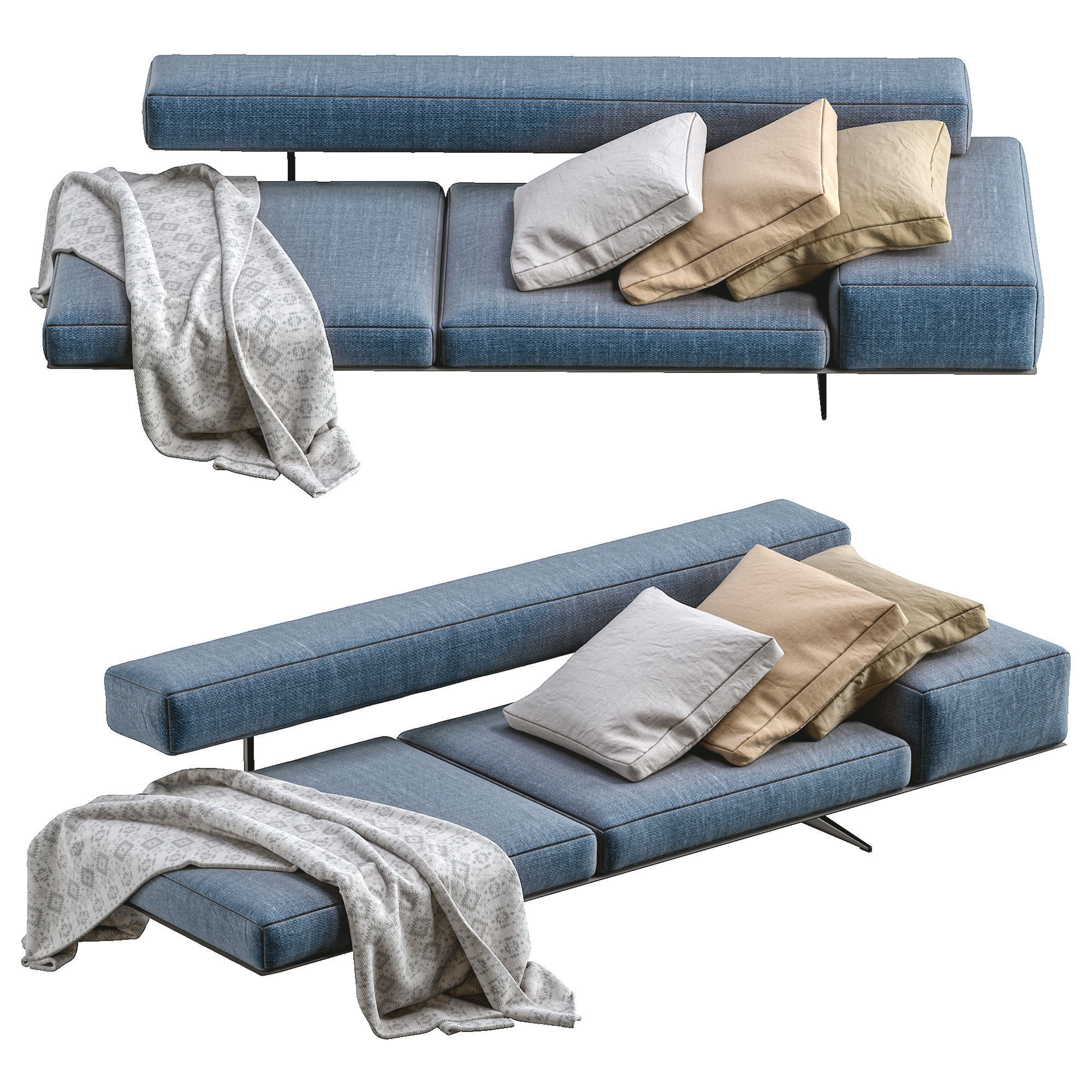 Sofa Wing By Flexform 3D model_3