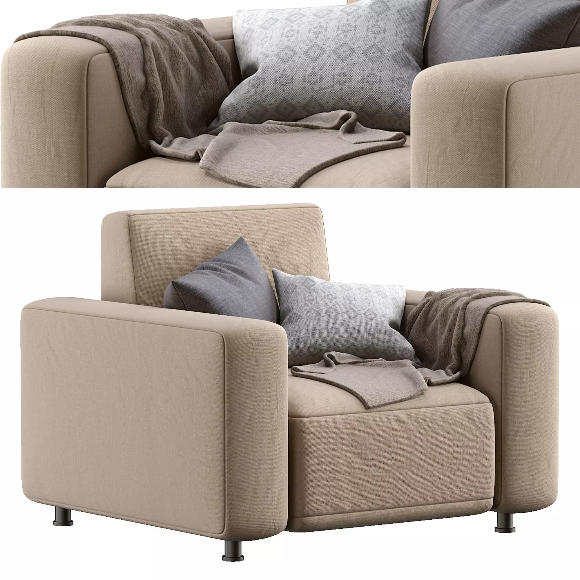 Armchair Dienne Cross 3D model_0