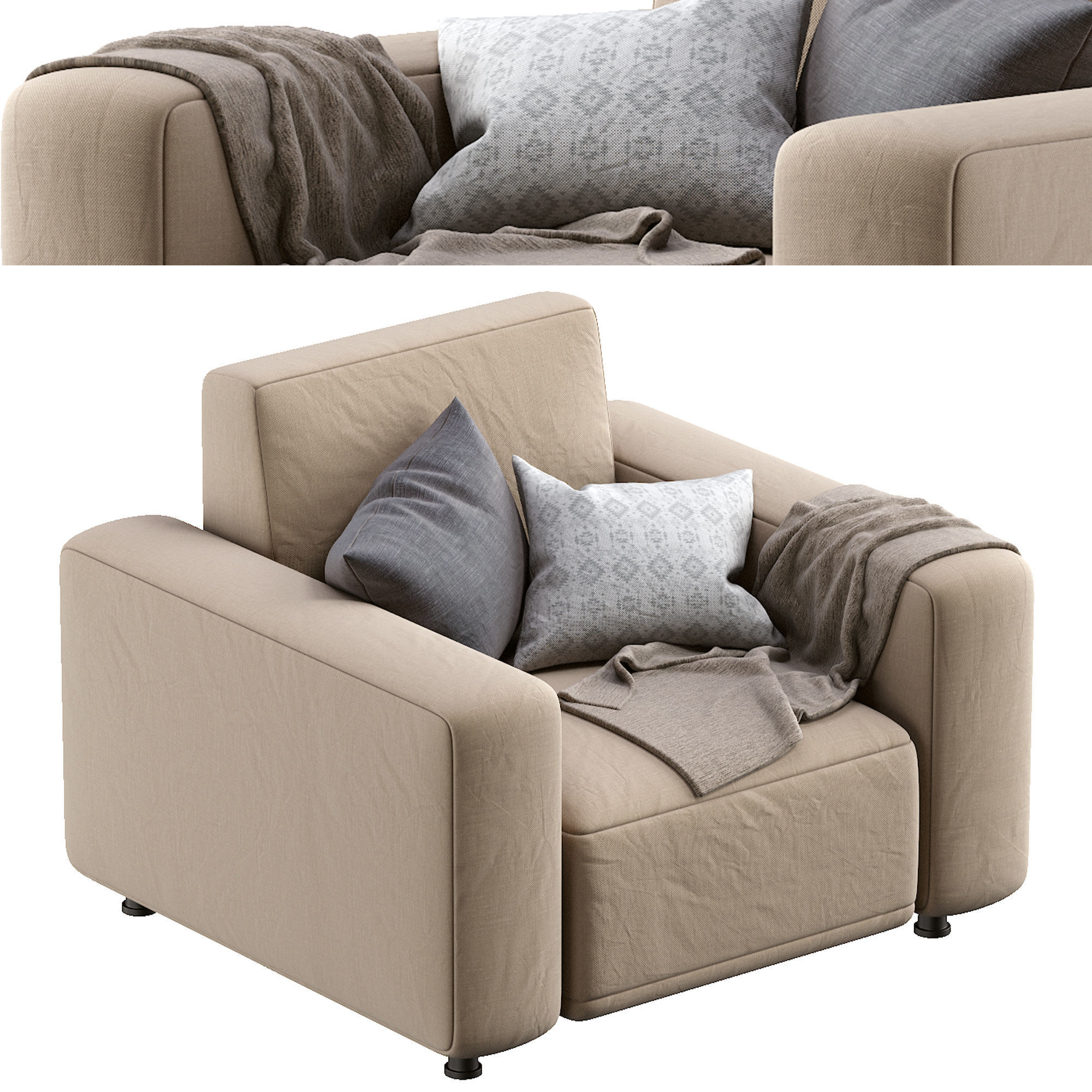 Armchair Dienne Cross 3D model_7