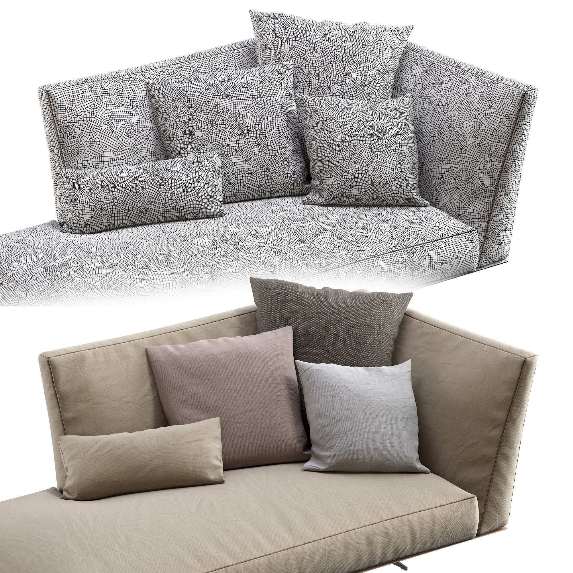 Chaise Lounge Evergreen By Flexform 3D model_4