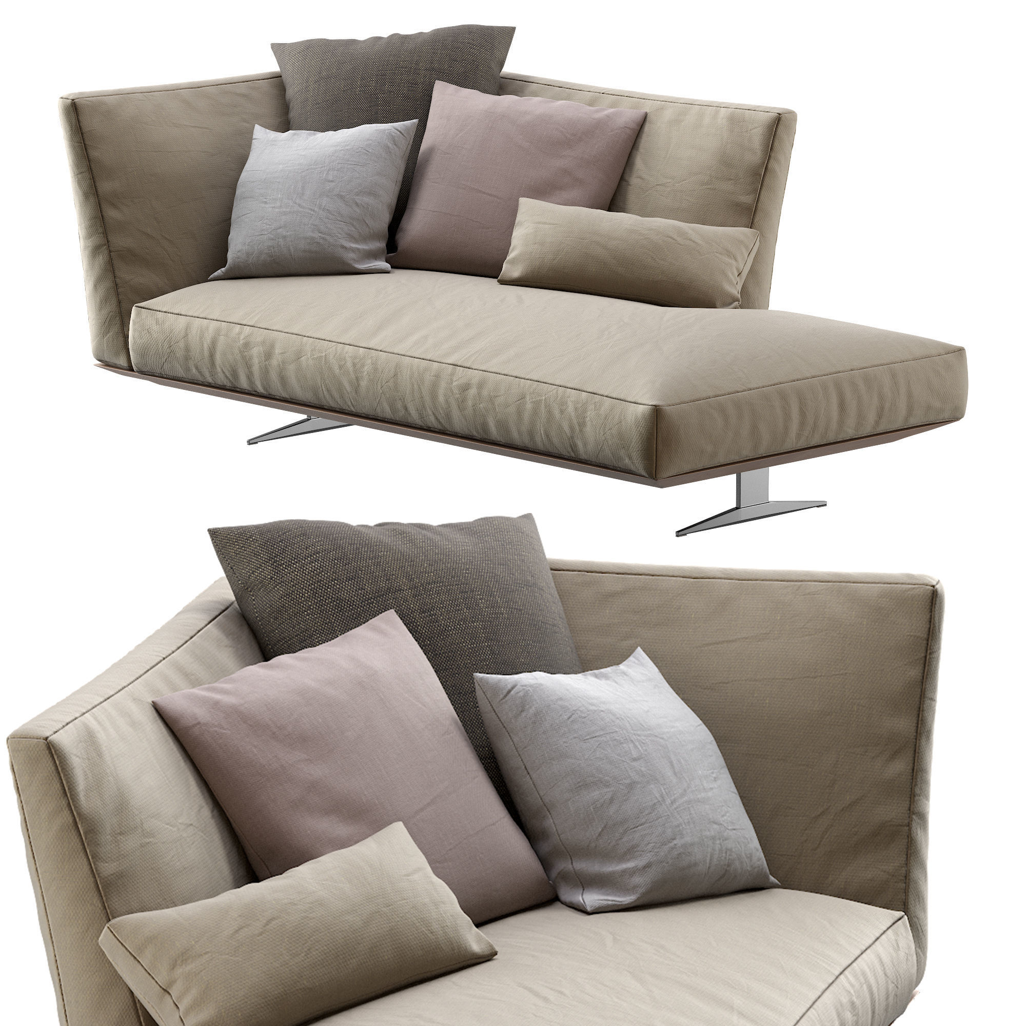 Chaise Lounge Evergreen By Flexform 3D model_5