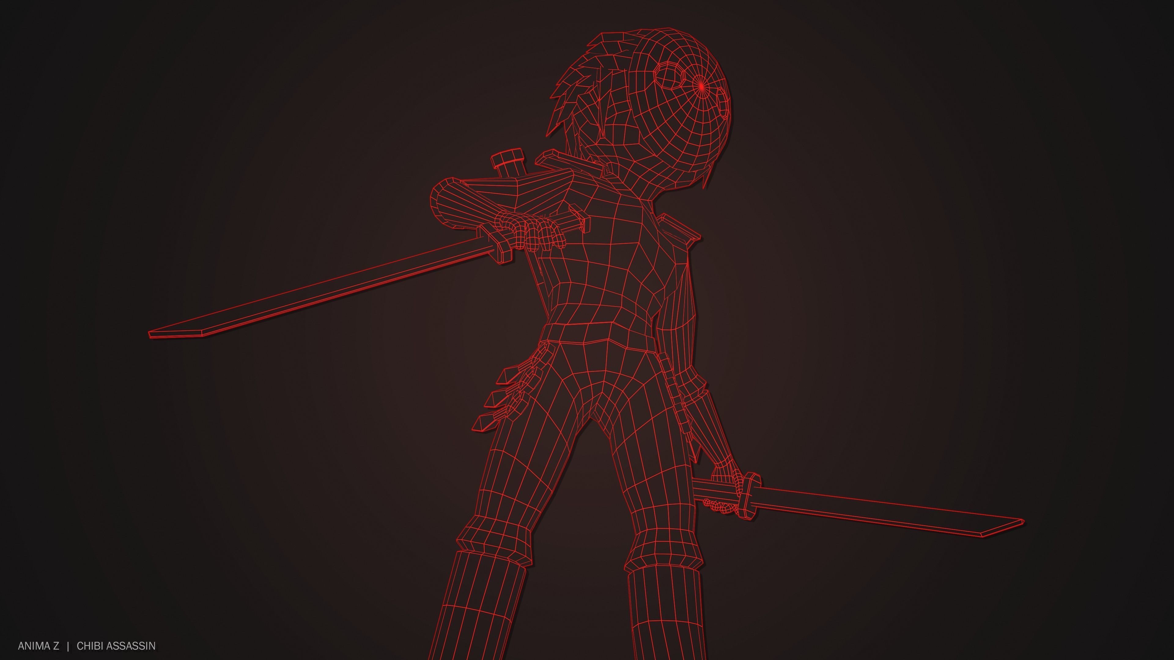 Chibi Assassin Low-poly 3D model_12